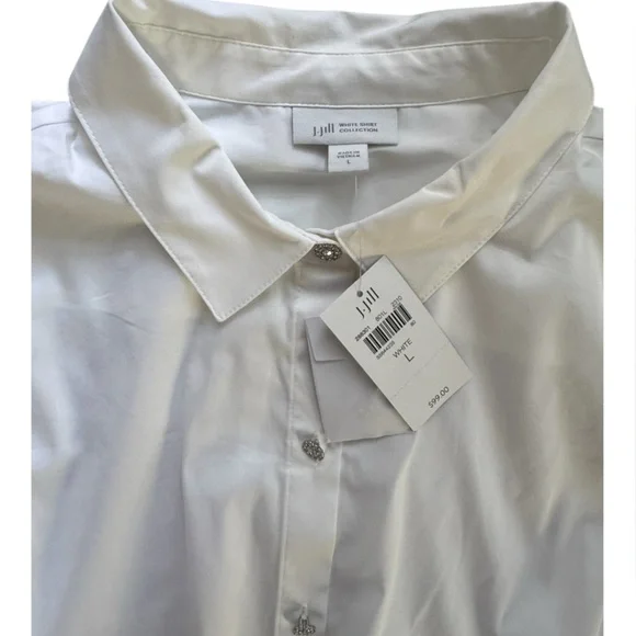 J. Jill jeweled button White Button Down blouse - Picture 3 of 4